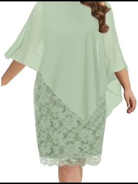 Womens Plus Size Dress. Mint Green Lace Overlay Cocktail Dress